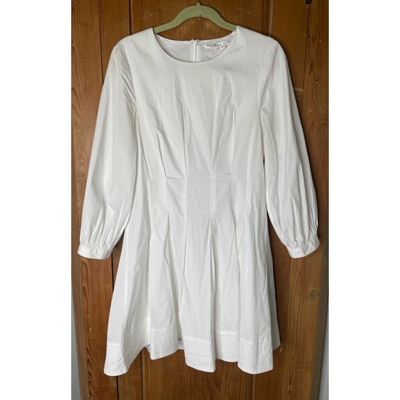 Veronica Beard Torres corset-waist white cotton long sleeve dress - Picture 3 of 11